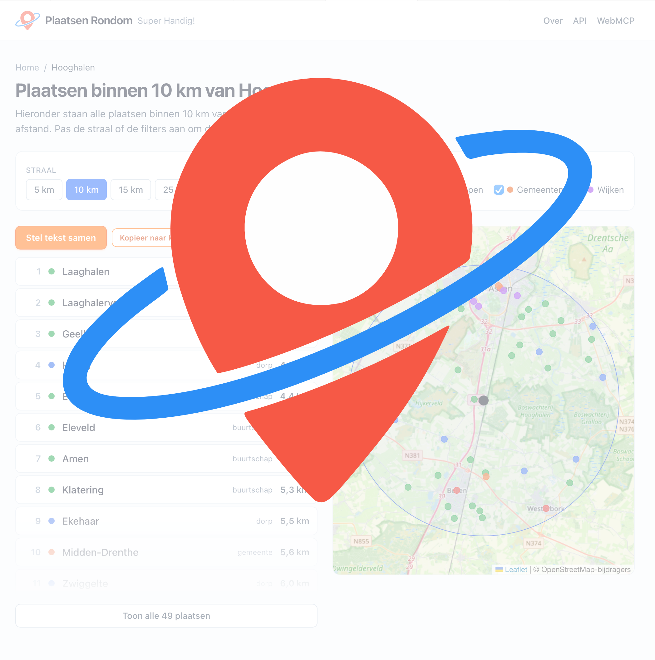 PlaatsenRondom logo en screenshot